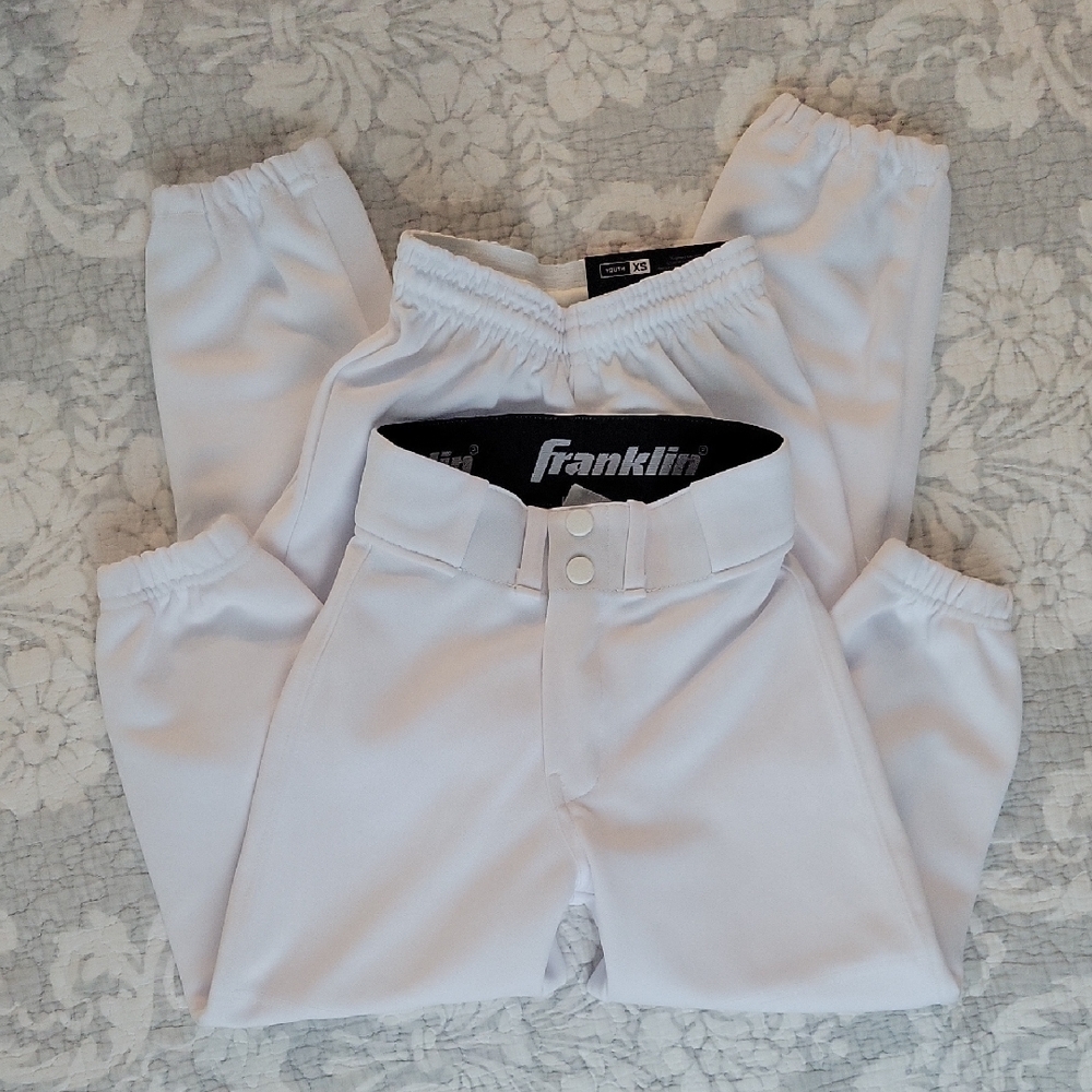 2 White Youth Baseball Pants